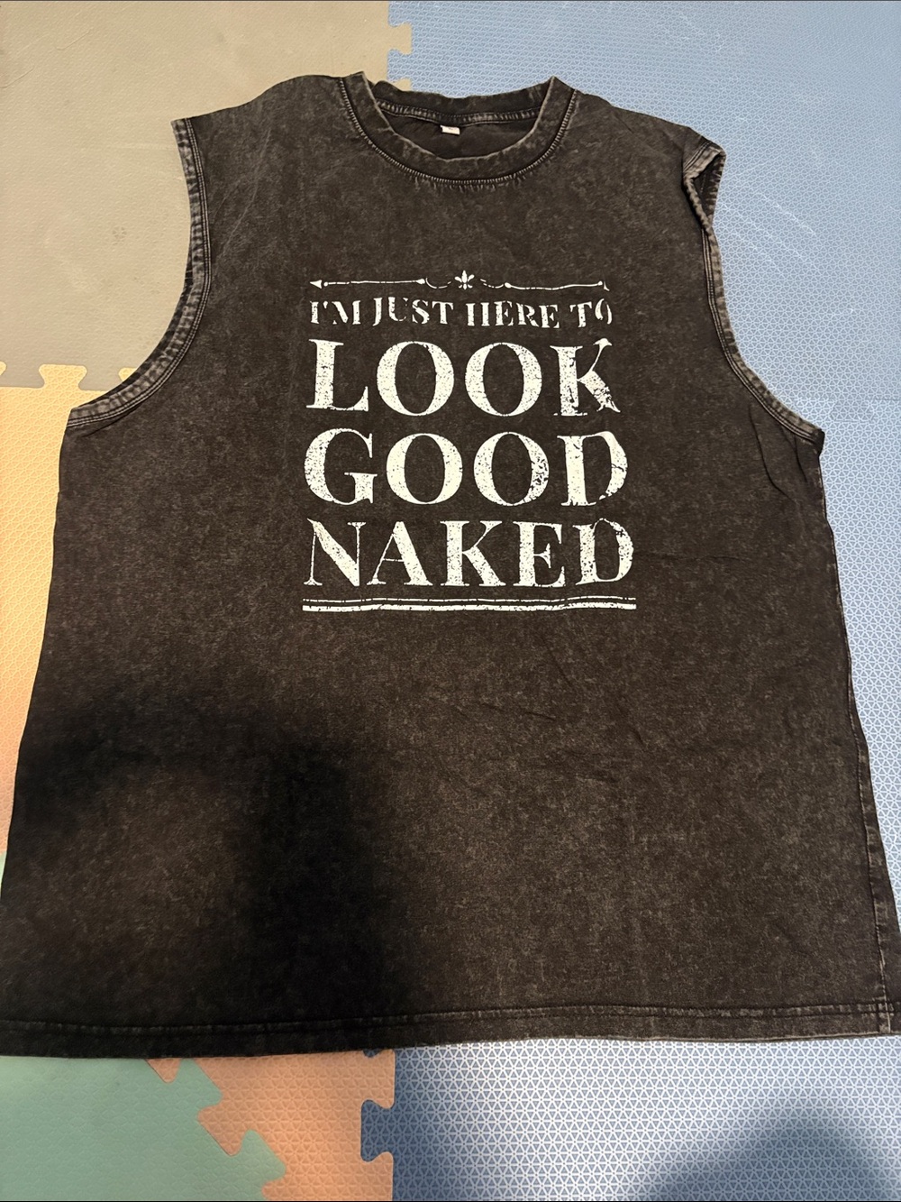 Men's Black Graphic Muscle Tank - 'Look Good Naked'